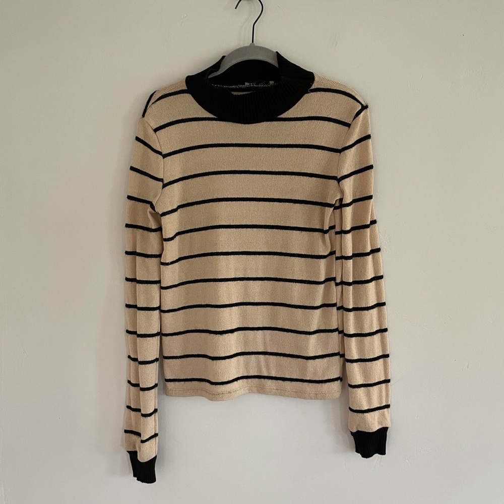 Zara Mock Neck Striped Sweater Sz S
